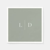 Sage Green Elegant Minimalistisch Monogram Wedding Serviette (Vorderseite)