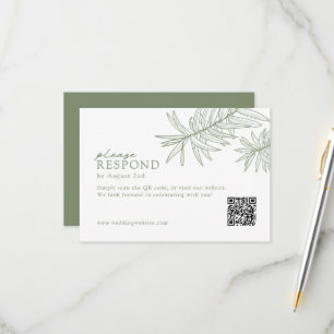 Sage Green Elegant Minimalistischer botanischer QR RSVP Karte