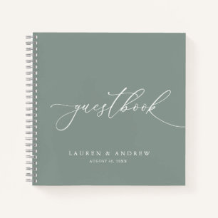 Sage Green Elegant Minimalistisches Gästebuch für Notizblock