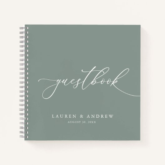 Sage Green Elegant Minimalistisches Gästebuch für Notizblock (Vorderseite)