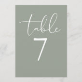 Sage Green Elegant Modern Script Table Number Einladung (Vorderseite)