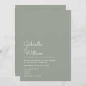 Sage Green Elegant Moderne Skripthochzeit Einladung (Vorne/Hinten)