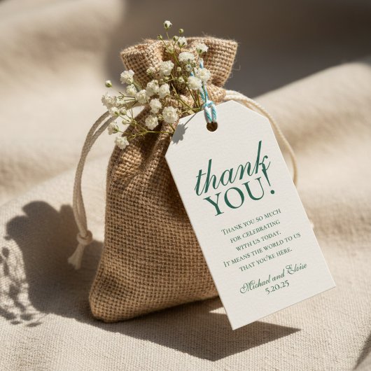 Sage Green Elegant Monogram Wedding Danke Geschenkanhänger