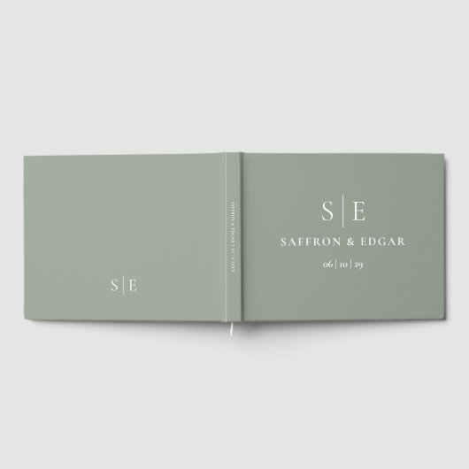 Sage Green Elegant Monogram Wedding Gästebuch (Voll)