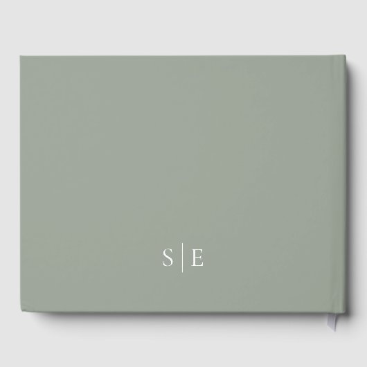 Sage Green Elegant Monogram Wedding Gästebuch (Rückseite)