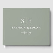 Sage Green Elegant Monogram Wedding Gästebuch (Vorderseite)