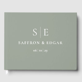 Sage Green Elegant Monogram Wedding Gästebuch