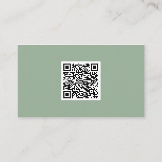 Sage Green Elegant QR Code Wedding Registry Gesche Begleitkarte (Rückseite)