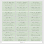 Sage Green Elegant Script 24 Wedding Guest Address Aufkleber (Blatt)