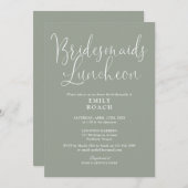 Sage Green Elegant Script Bridesmaids Luncheon Einladung (Vorne/Hinten)