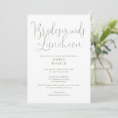 Sage Green Elegant Script Bridesmaids Luncheon Einladung (Stehend Vorderseite)