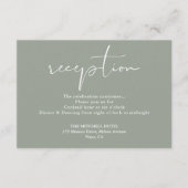 Sage Green Elegant Script Hochzeitsempfang Begleitkarte (Vorderseite)