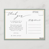 Sage Green Elegant Script Modern Wedding Vielen Da Postkarte (Rückseite)