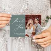 Sage Green Elegant Script Modern Wedding Vielen Da Postkarte