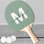 Sage Green Elegant Script Name Monogram Tischtennis Schläger