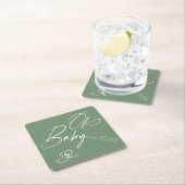 Sage Green Elegant Script Oh Baby Baby Shower Untersetzer (Vor Ort)