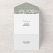 Sage Green Elegant Script String Lights Hochzeit All In One Einladung (Außenbereich)