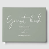 Sage Green Elegant Script Wedding Gästebuch (Vorderseite)