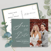 Sage Green Elegant Script Wedding Save the Date Ankündigungspostkarte