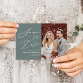 Sage Green Elegant Script Wedding Save the Date Ankündigungspostkarte
