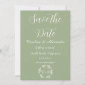 Sage Green Elegant Simple Floral Formal Wedding Save The Date (Vorderseite)
