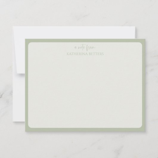 Sage Green Elegant Simple Statnionery Note Card Einladung (Vorderseite)
