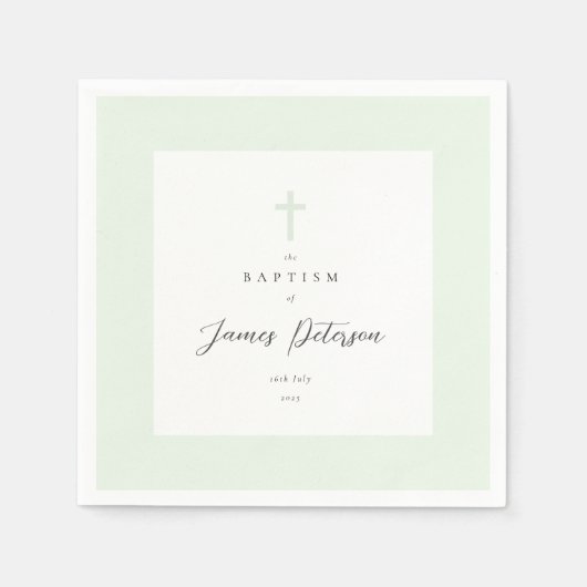 Sage Green Elegant Taufpapier Napkin Serviette (Vorderseite)