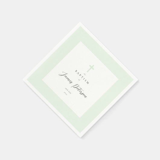Sage Green Elegant Taufpapier Napkin Serviette (Ecke)