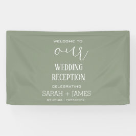 Sage Green Elegant Wedding Empfang Willkommen Banner