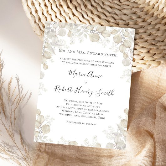 Sage Green Elegant Wedding Formal Einladung