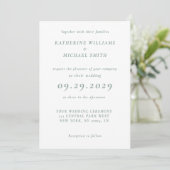 Sage Green Elegant Wedding Invitations Einladung (Stehend Vorderseite)