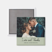 Sage Green Elegant Wedding Love and Thanks Photo Magnet (Vorderseite/Rückseite)