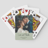 Sage Green Elegant Wedding Love and Thanks Photo Spielkarten (Rückseite)