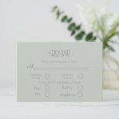 Sage Green Elegant Wedding RSVP Card Karte (Stehend Vorderseite)