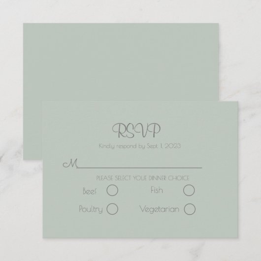 Sage Green Elegant Wedding RSVP Card Karte (Vorne/Hinten)