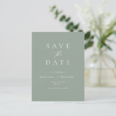 Sage Green Elegant Wedding Save the Date Postkarte (Stehend Vorderseite)