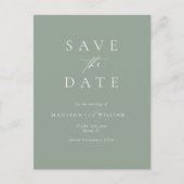 Sage Green Elegant Wedding Save the Date Postkarte (Vorderseite)
