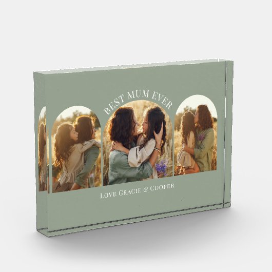 Sage green elegante Arch Multi Foto Best Mum (Links)