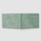 Sage Green Elegante Blumenhochzeit Gästebuch (Voll)