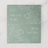 Sage Green Elegante Blumenhochzeit Platzkarte (Außenseite Aufgefaltet)