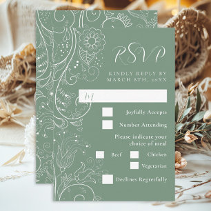 Sage Green Elegante Blumenküche Wahl RSVP Karte