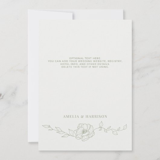 Sage Green Elegante Blumenstrauch Save The Date (Rückseite)