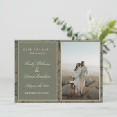 Sage Green Elegante Blumenstrauß Linie Foto Einladung (Stehend Vorderseite)