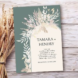 Sage Green Elegante Botanische Hochzeit Einladung
