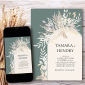 Sage Green Elegante Botanische Hochzeit Einladung