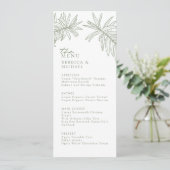 Sage Green Elegante Botanische Hochzeitsmenü (Stehend Vorderseite)