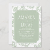 Sage Green Elegante Chinoiserie Hochzeit Einladung (Vorderseite)