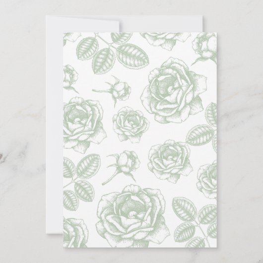 Sage Green Elegante Chinoiserie Hochzeit Einladung (Rückseite)