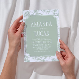 Sage Green Elegante Chinoiserie Hochzeit Einladung