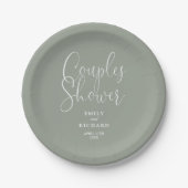 Sage Green Elegante Couples Bridal Polterabend Pappteller (Vorderseite)